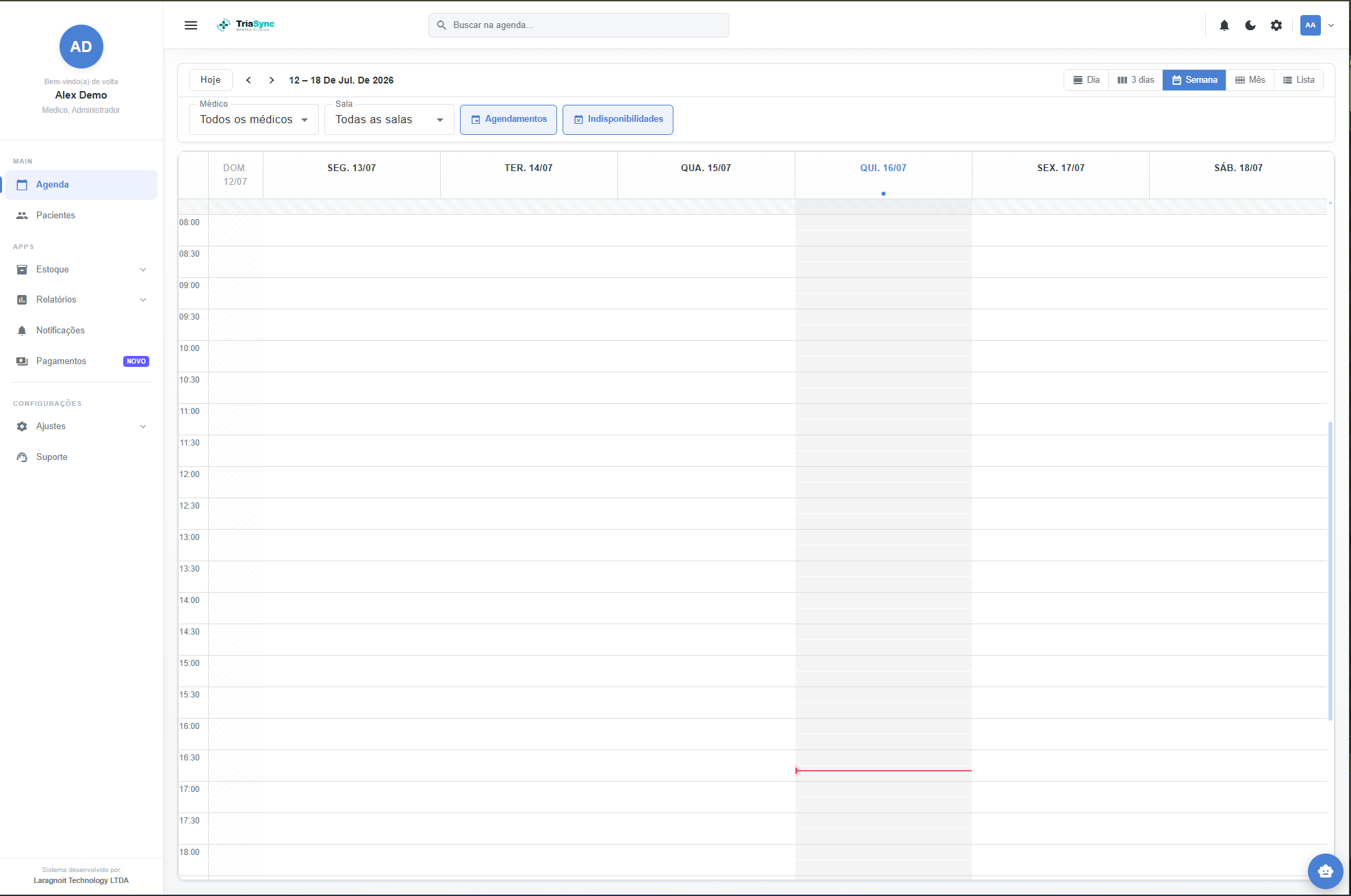 Agenda semanal do TriaSync